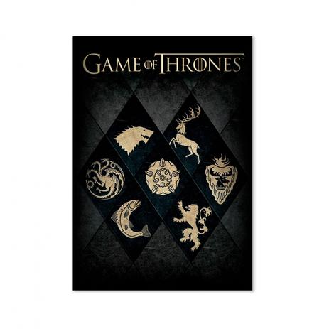 Quadro decorativo aluminio HD A4 Game Of Thrones Casas - Artgeek Menor preço em Quadro decorativo aluminio HD A4 Game Of Thrones Casas - Artgeek
