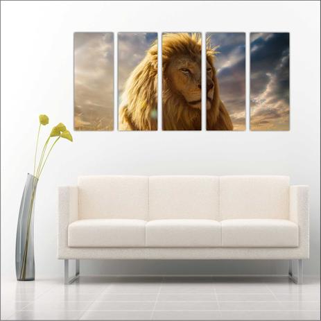 Quadro Decorativo Animais Leão Mosaico Moderno 5 Peças GG3 - Vital é ruim? Quadro Decorativo Animais Leão Mosaico Moderno 5 Peças GG3 - Vital é boa?