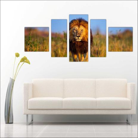 Quadro Decorativo Animais Leão salas Quartos 5 Peças TT2 - Vital Menor preço em Quadro Decorativo Animais Leão salas Quartos 5 Peças TT2 - Vital