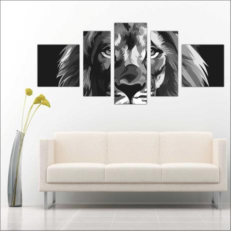 Quadro Decorativo Animais Leão salas Quartos 5 Peças TT4 - Vital Menor preço em Quadro Decorativo Animais Leão salas Quartos 5 Peças TT4 - Vital