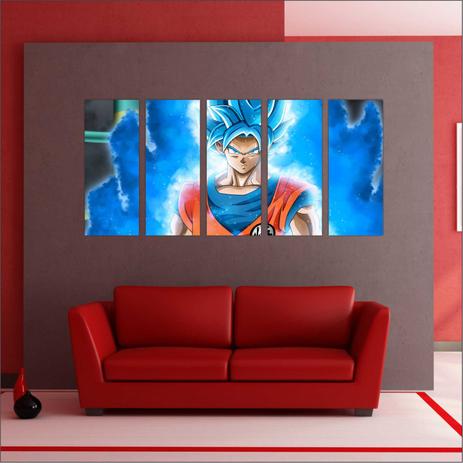 Quadro Decorativo Anime Dragon Ball Goku Desenho Mosaico 5 Peças GG2 - Vital quadros do brasil é boa?