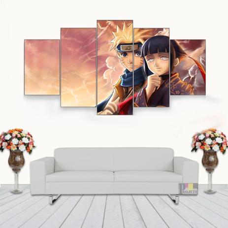 Quadro Decorativo Anime Naruto E Hinata 115x60 5 Peças - Decorestudio