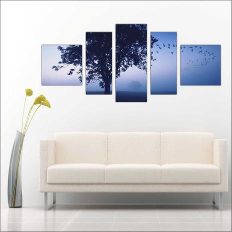 Quadro Decorativo Árvores Aves Mosaico 5 Peças Decorar - Vital Menor preço em Quadro Decorativo Árvores Aves Mosaico 5 Peças Decorar - Vital