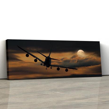 Quadro Decorativo Aviação Avião no Luar 50x150cm - Artplex Menor preço em Quadro Decorativo Aviação Avião no Luar 50x150cm - Artplex