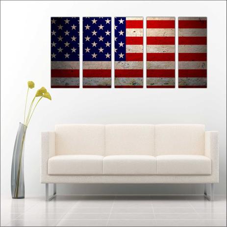Quadro Decorativo Bandeira Dos Estados Unidos Mosaico Com 5 Peças - Vital quadros do brasil Menor preço em Quadro Decorativo Bandeira Dos Estados Unidos Mosaico Com 5 Peças - Vital quadros do brasil