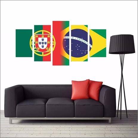 Quadro Decorativo Bandeiras Brasil x Portugal 160x80 - Quadros mais Menor preço em Quadro Decorativo Bandeiras Brasil x Portugal 160x80 - Quadros mais