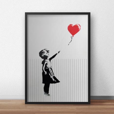Quadro Decorativo Banksy Menina E O Balão 30X40Cm Preto - Artplex Menor preço em Quadro Decorativo Banksy Menina E O Balão 30X40Cm Preto - Artplex
