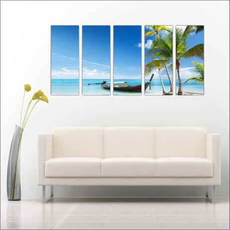 Quadro Decorativo Barco Praia Mar Paisagens Mosaico 5 Peças GG8 - Vital quadros do brasil Menor preço em Quadro Decorativo Barco Praia Mar Paisagens Mosaico 5 Peças GG8 - Vital quadros do brasil