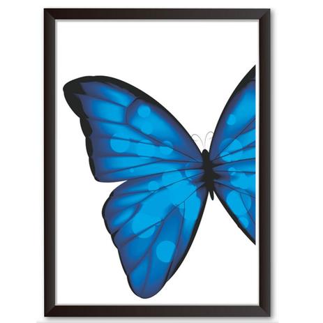 Quadro Decorativo - borboleta Lateral Azul - 34x24cm - Cool art é boa?