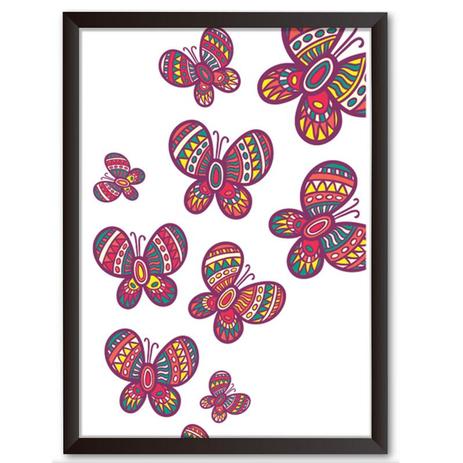 Quadro Decorativo - Borboletas de retalhos - 34x24cm - Cool art Menor preço em Quadro Decorativo - Borboletas de retalhos - 34x24cm - Cool art