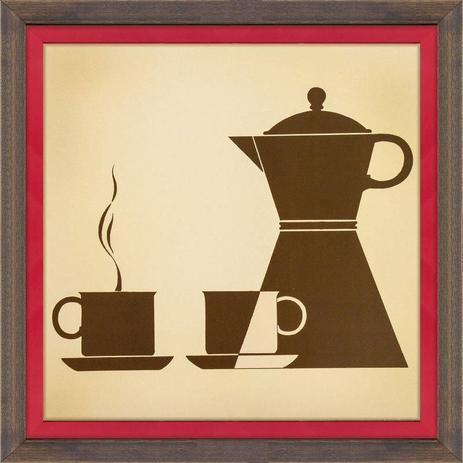 Quadro Decorativo Bule e Xicaras de Café 35x35cm - Decore pronto Menor preço em Quadro Decorativo Bule e Xicaras de Café 35x35cm - Decore pronto