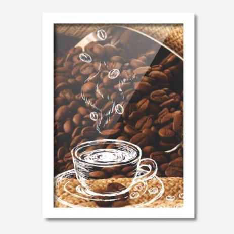 Quadro Decorativo Café, Grão de Café 33cmx24cm Los Quadros Branco Menor preço em Quadro Decorativo Café, Grão de Café 33cmx24cm Los Quadros Branco