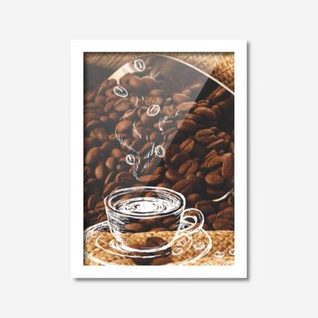 Quadro Decorativo Café ,Grão De Café 45cmx33cm Los Quadros Branco Menor preço em Quadro Decorativo Café ,Grão De Café 45cmx33cm Los Quadros Branco