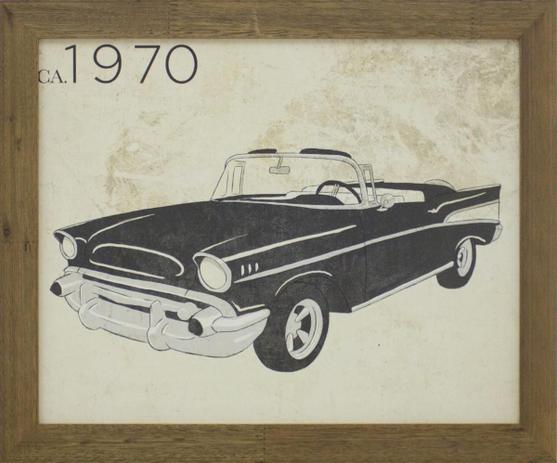 Quadro Decorativo Carro Antigo Preto de 1970 - 40x30cm - Decore pronto Menor preço em Quadro Decorativo Carro Antigo Preto de 1970 - 40x30cm - Decore pronto