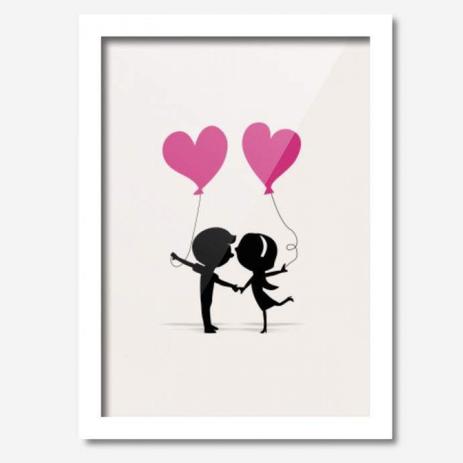 Quadro Decorativo Casal Coração 33cmx24cm Los Quadros Branco Menor preço em Quadro Decorativo Casal Coração 33cmx24cm Los Quadros Branco