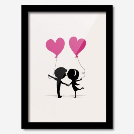 Quadro Decorativo Casal Coração 33cmx24cm Los Quadros Preto Menor preço em Quadro Decorativo Casal Coração 33cmx24cm Los Quadros Preto