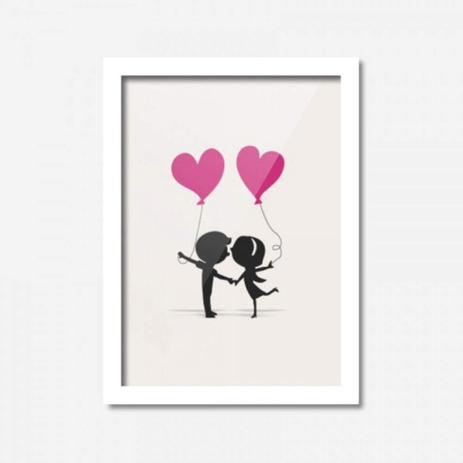 Quadro Decorativo Casal Coração 45cmx33cm Los Quadros Branco Menor preço em Quadro Decorativo Casal Coração 45cmx33cm Los Quadros Branco