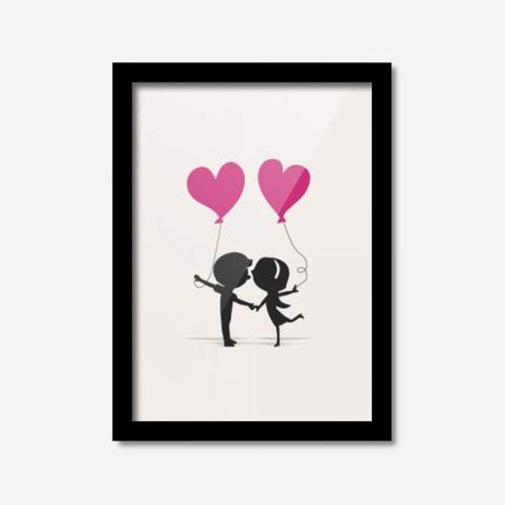 Quadro Decorativo Casal Coração 45cmx33cm Los Quadros Preto Menor preço em Quadro Decorativo Casal Coração 45cmx33cm Los Quadros Preto