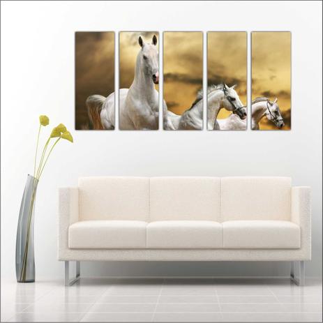 Quadro Decorativo Cavalos Animais Mosaico Com 5 Peças GG3 - Vital Menor preço em Quadro Decorativo Cavalos Animais Mosaico Com 5 Peças GG3 - Vital