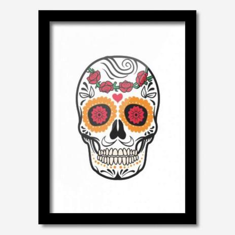 Quadro Decorativo Caveira Dia dos Mortos 33cmx24cm Los Quadros Preto Menor preço em Quadro Decorativo Caveira Dia dos Mortos 33cmx24cm Los Quadros Preto