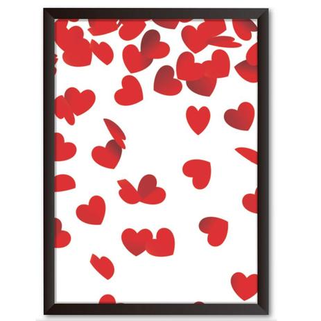 Quadro Decorativo - Chuva de coracões - 25x19cm - Cool art Menor preço em Quadro Decorativo - Chuva de coracões - 25x19cm - Cool art