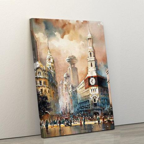 Quadro Decorativo Cidade Aquarela 60x90cm Vários Ambientes - Artplex Menor preço em Quadro Decorativo Cidade Aquarela 60x90cm Vários Ambientes - Artplex