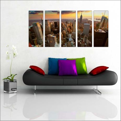 Quadro Decorativo Cidades Nova Iorque Prédios Mosaico 5 Peças GG4 - Vital quadros do brasil Menor preço em Quadro Decorativo Cidades Nova Iorque Prédios Mosaico 5 Peças GG4 - Vital quadros do brasil