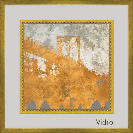 Quadro Decorativo com Margem de Vidro Transparente Ponte Dourada II 70x70cm - Decore pronto Menor preço em Quadro Decorativo com Margem de Vidro Transparente Ponte Dourada II 70x70cm - Decore pronto