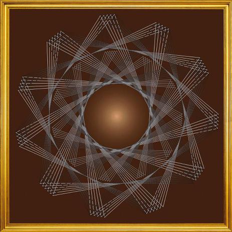 Menor preço em Quadro Decorativo com Moldura Dourada Desenho Geométrico Rotação 70x70cm - Decore pronto