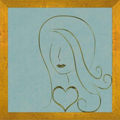 Quadro Decorativo com Moldura Dourada Silhueta Mulher e Coração 30x30cm - Decore pronto Menor preço em Quadro Decorativo com Moldura Dourada Silhueta Mulher e Coração 30x30cm - Decore pronto