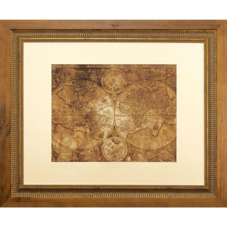 Quadro Decorativo com Moldura Dupla Mapa Mundi Envelhecido 60x50cm - Decore pronto Menor preço em Quadro Decorativo com Moldura Dupla Mapa Mundi Envelhecido 60x50cm - Decore pronto