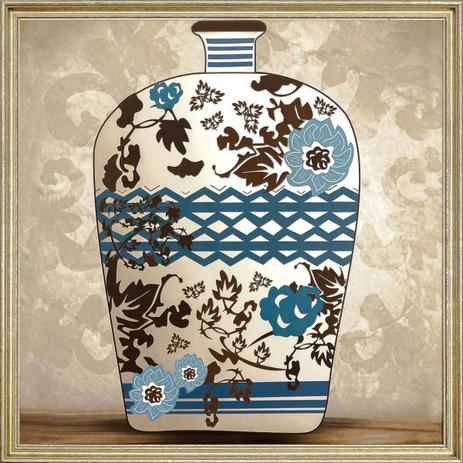 Quadro Decorativo com Moldura Prata Ânfora com Ilustração II 60x60cm - Decore pronto Menor preço em Quadro Decorativo com Moldura Prata Ânfora com Ilustração II 60x60cm - Decore pronto