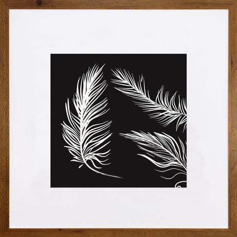 Quadro Decorativo com Moldura Rústica Silhueta Penas Brancas 50x50cm - Decore pronto Menor preço em Quadro Decorativo com Moldura Rústica Silhueta Penas Brancas 50x50cm - Decore pronto