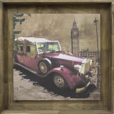 Quadro Decorativo com Strass Carro Antigo Vermelho Impressão Digital em Tela 80x80cm - Decore pronto Menor preço em Quadro Decorativo com Strass Carro Antigo Vermelho Impressão Digital em Tela 80x80cm - Decore pronto
