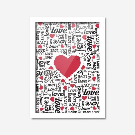 Quadro Decorativo Coração Estampas 45cmx33cm Los Quadros Branco Menor preço em Quadro Decorativo Coração Estampas 45cmx33cm Los Quadros Branco