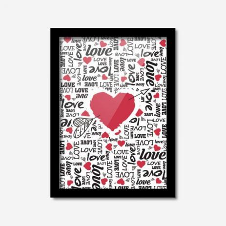Quadro Decorativo Coração Estampas 45cmx33cm Los Quadros Preto Menor preço em Quadro Decorativo Coração Estampas 45cmx33cm Los Quadros Preto