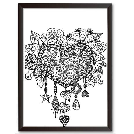 Quadro Decorativo - Coração Maori - 46x34cm - Cool art Menor preço em Quadro Decorativo - Coração Maori - 46x34cm - Cool art