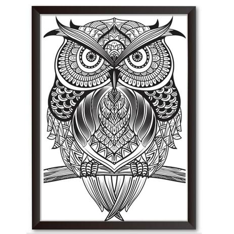 Quadro Decorativo - Coruja no galho Maori - 46x34cm - Cool art Menor preço em Quadro Decorativo - Coruja no galho Maori - 46x34cm - Cool art