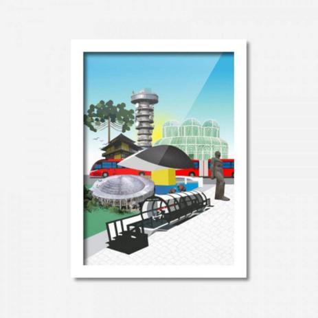 Quadro Decorativo Curitiba Pontos Turísticos ... 45cmx33cm Los Quadros Branco Menor preço em Quadro Decorativo Curitiba Pontos Turísticos ... 45cmx33cm Los Quadros Branco