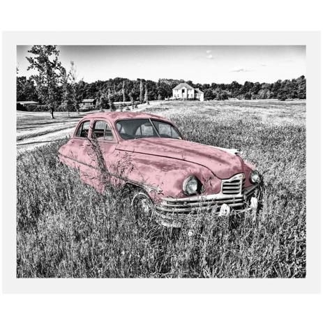 Quadro Decorativo em Preto e Branco Carro Antigo Rosa Abandonado 50x40cm - Decore pronto Menor preço em Quadro Decorativo em Preto e Branco Carro Antigo Rosa Abandonado 50x40cm - Decore pronto
