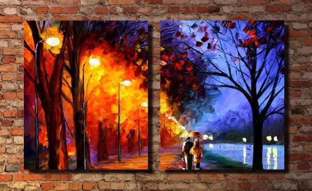 Quadro Decorativo Espatulado Paisagem Arvores Na Praca 2 Pecas Arte Quadro Quadro Decorativo Magazine Luiza