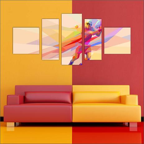 Quadro Decorativo Esporte Tênis Mosaico Com 5 Peças TT1 - Vital Menor preço em Quadro Decorativo Esporte Tênis Mosaico Com 5 Peças TT1 - Vital