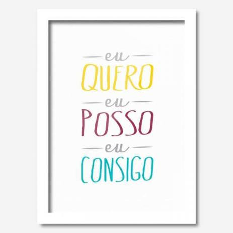 Quadro Decorativo Eu Quero Eu Posso 45 x 33 cm Los Quadros Branco Menor preço em Quadro Decorativo Eu Quero Eu Posso 45 x 33 cm Los Quadros Branco