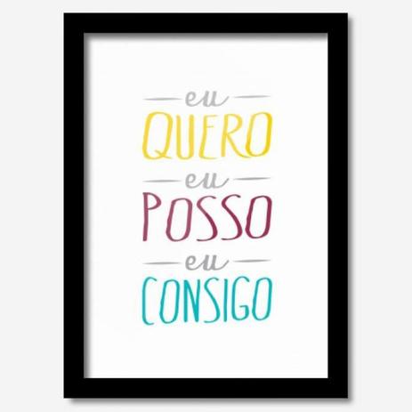 Quadro Decorativo Eu Quero Eu Posso 45 x 33 cm Los Quadros Preto Menor preço em Quadro Decorativo Eu Quero Eu Posso 45 x 33 cm Los Quadros Preto