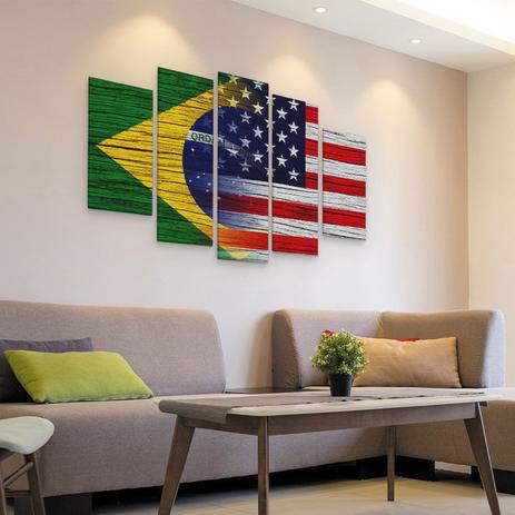 Quadro Decorativo EUA Brasil e Estados Unidos em mdf - RCS Decorações Menor preço em Quadro Decorativo EUA Brasil e Estados Unidos em mdf - RCS Decorações
