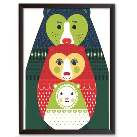 Quadro Decorativo - Família Urso - 34x24cm - Cool art é boa?