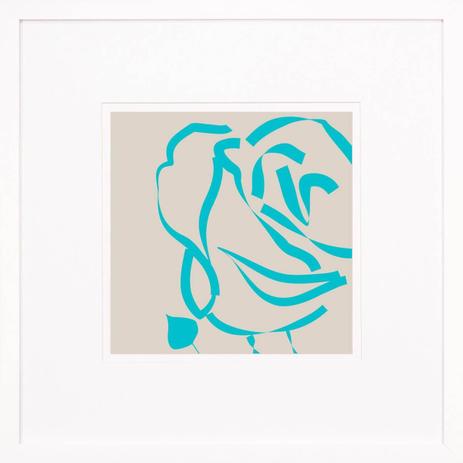 Quadro Decorativo Floral Silhueta Azul de Flor com Moldura Branca 60x60cm - Decore pronto Menor preço em Quadro Decorativo Floral Silhueta Azul de Flor com Moldura Branca 60x60cm - Decore pronto