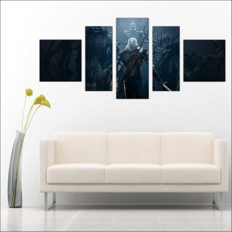 Quadro Decorativo Game The Witcher Mosaico 5 Peças Salas Quartos TT3 - Vital Menor preço em Quadro Decorativo Game The Witcher Mosaico 5 Peças Salas Quartos TT3 - Vital