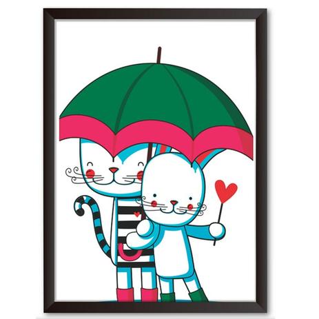 Quadro Decorativo - Gatinhos de Guarda-chuva - 25x19cm - Cool art Menor preço em Quadro Decorativo - Gatinhos de Guarda-chuva - 25x19cm - Cool art