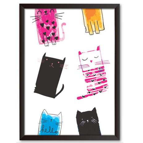 Quadro Decorativo - Gatinhos Pintado - 34x24cm - Cool art Menor preço em Quadro Decorativo - Gatinhos Pintado - 34x24cm - Cool art